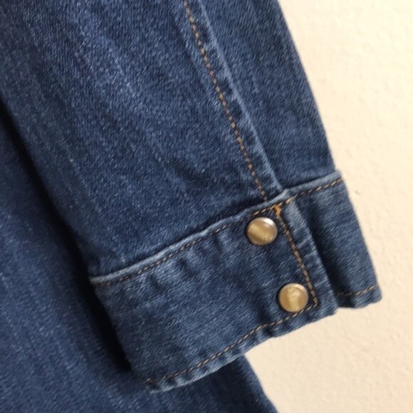 Kendall Kylie Denim Western Mini Dress Pearl Snap size medium - Picture 5 of 11